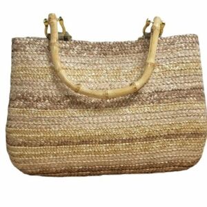 Croft And Barrow Women's Handbag Wicker Wood Handles Purse